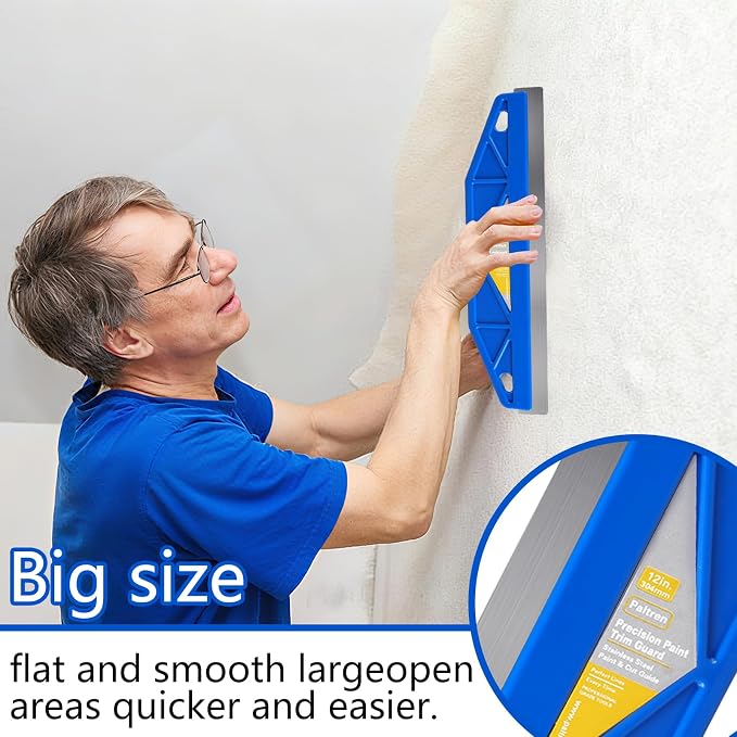 12-Inch Paint Edger & Trim Guard | Stainless Steel Straight Edge Tool | Painters Tape Alternative | Creates Crisp, Clean Pro-Grade Lines on Walls & Ceilings(Blue)