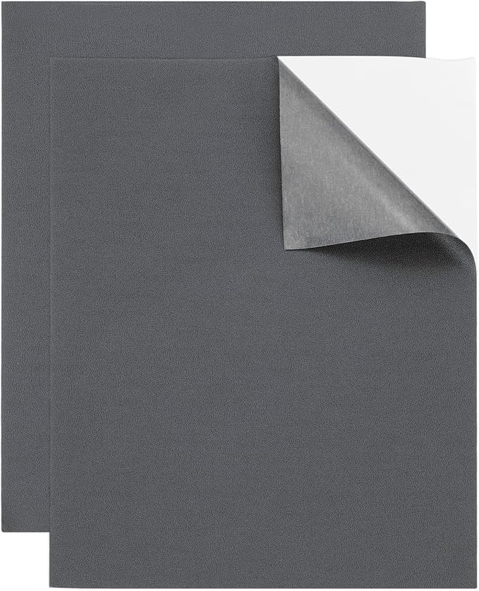 MECCANIXITY 2 Pcs Leather Repair Patch 8"x10" Self-Adhesive Leather Vinyl Repair Tape Kit for Furniture Couches Sofa Chair Car Boat Seats Jackets, Dark Gray