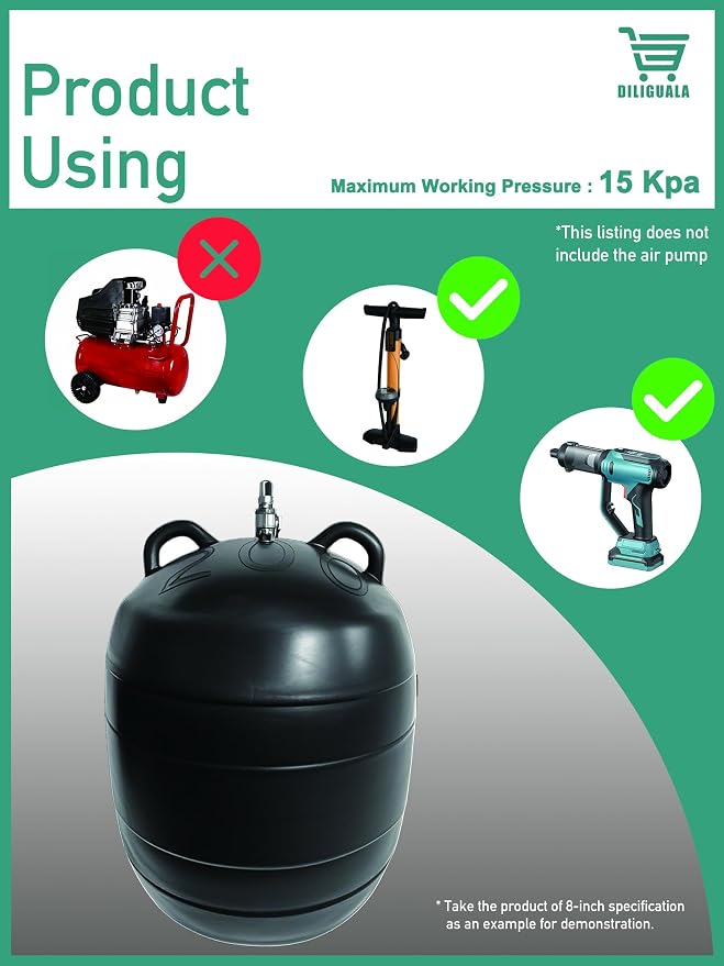 DILIGUALA Inflatable Pipe Plug (Airbag) for Drainage Pipe & Sewer Pipe, Water Shut Off Tool with Accessories - Plumbing Tool for Pipe Repair, Closed Water Testing & Temporary Blocking (3 inch)