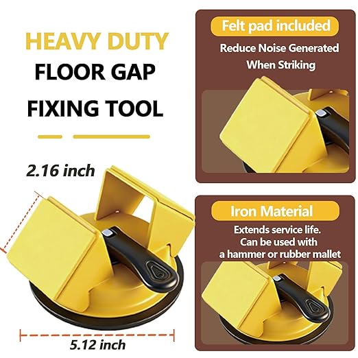 Floor Gap Fixer Tool,2026 Upgrade Heavy Duty Floor Gap Fixer Suction Cup Tool with 10pcs Sticky Pads,Rubber Mallet & Slot Cutter for Laminate Vinyl Flooring Tools(Yellow)