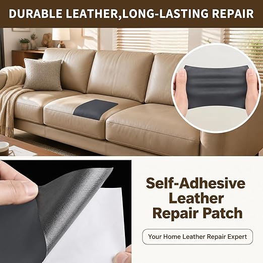 BSZHTECH Leather Repair Tape, Self-Adhesive Leather Repair Patch for Couch Furniture Sofas Car Seats, Advanced PU Vinyl Leather Repair Kit(Dark Grey, 23.6X79 inch)