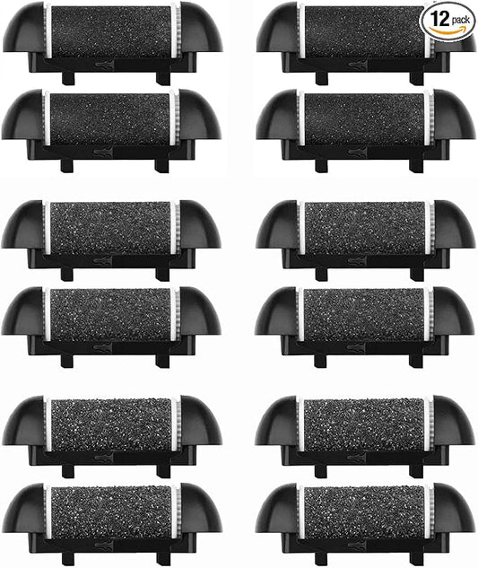 12 Pack Replacement Roller Heads for Electric Callus Remover for Feet Pedicure Tools Foot File Pedicure Kit Refill Rollers for Cracked Heels and Dead Skin (12pcs Different Coarse)