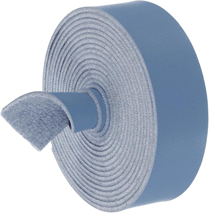 MECCANIXITY Faux Leather Strap, 1" Width x 98" Long Grained Leather Belt Strip Trim Roll for DIY Craft Projects, Pet Collars, Traction Ropes, Bag Straps, Hobby Workshop (Blue)