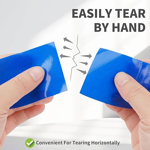 Blue Duct Tape Heavy Duty Waterproof, 40 Yards X 2 Inch, 9 Mils Thickness Strong Adhesive Sticky, No Residue, Easy Tear by Hand for Home Repairs Indoor Outdoor Crafts Packing HVAC and Construction