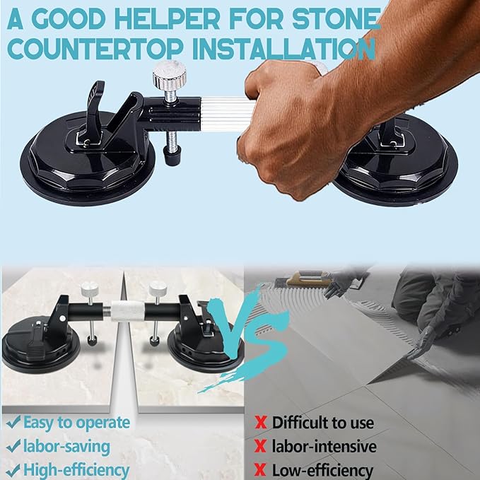 2 Pack Laminate Floor Gap Repair Tool, Pro Countertop Alignment Clamps, Adjustable Granite Seam Setter with Vacuum Suction Cups, for Granite, Marble, Stone, Slab and Glass