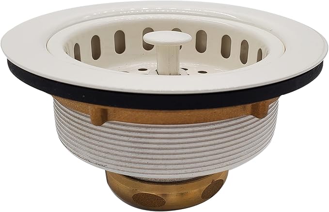 Westbrass D214-51 3-1/2" Post Style Large Kitchen Sink Basket Strainer, Powder Coat Almond