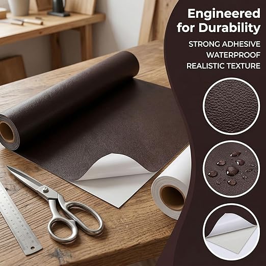 Leather Repair Patch, Leather Repair Tape, Repair Patch Self Adhesive Waterproof, Vinyl Repair Tape, for Couches, Car Seats, Chairs, Furniture (Dark Brown, 24 x 54 Inch)