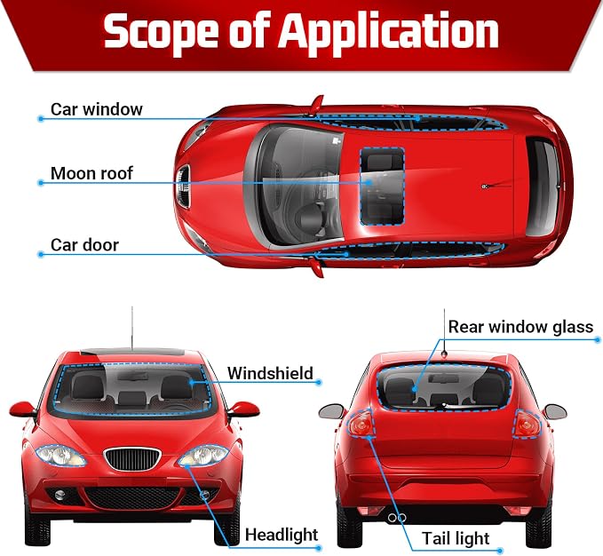 13Ft Headlight Sealant Retrofit Refit Butyl Rubber Glue Reseal for Car Headlamps Window Door Windshield (2 Pieces)