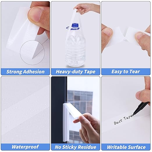 5 Pack Mini White Duct Tape, 1" X 75 Yards Travel Size Duct Tape, Pocket Size Heavy Duty Waterproof No Residue Tear by Hand, Multi-Use for Indoor & Outdoor Repairs, travel camping DIY projects
