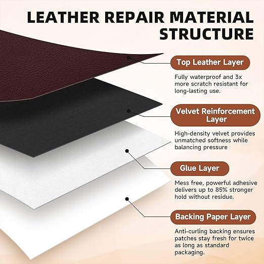 15.7 x 78.7in Dark Brown Leather Tape, self-Adhesive Leather Repair Patch, for car seat Repair, Vinyl Repair kit, Suitable for Sofas, Furniture, Seats,Strong Adhesive Leather Repair Tape