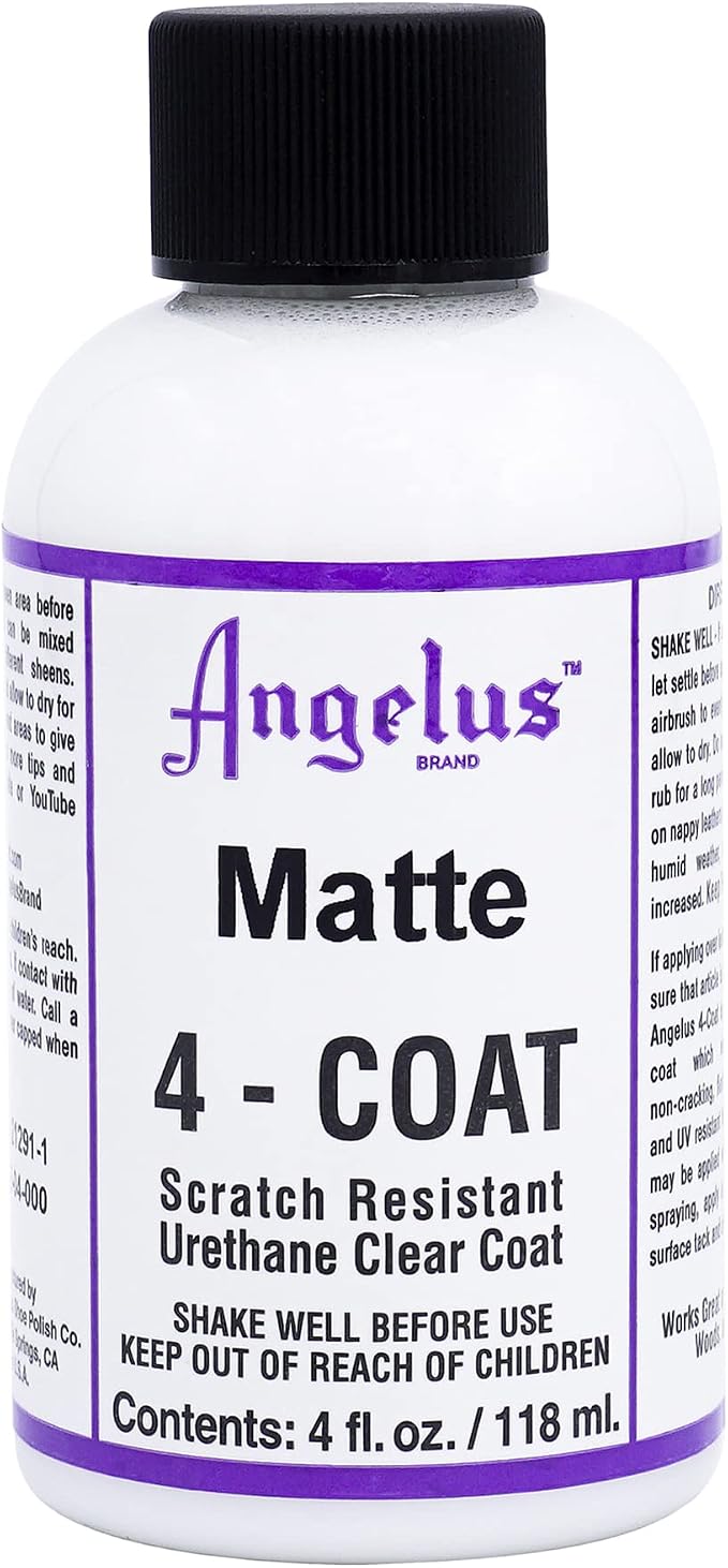 Angelus Matte 4-Coat Scratch-Resistant Leather Sealer – Durable, Flexible, Clear Coat Protection for Leather Shoes, Bags, Jackets & More - Matte Finish - 4 Fl Oz
