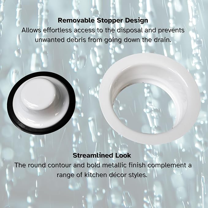 Westbrass D2089-50 4-1/4" Kitchen Sink Waste Disposal Drain Flange and Stopper, Powder Coat White