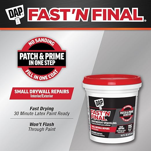DAP Fast 'N Final Lightweight Spackling, White, 16 Oz (7079812141) (Pack of 2)