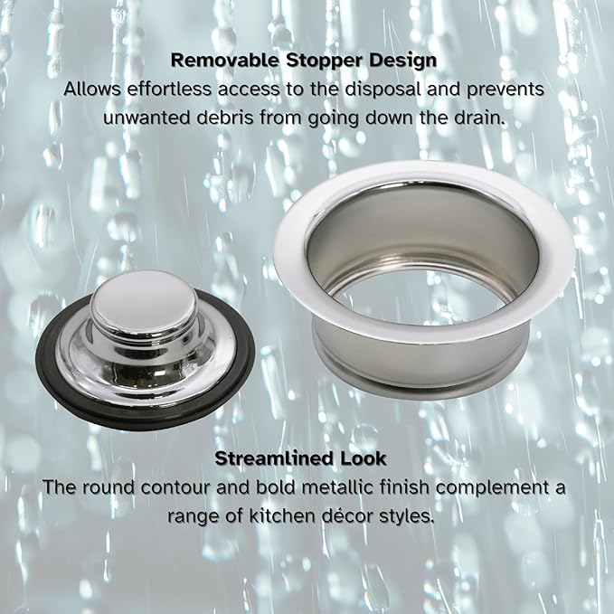 Westbrass D2089-05 4-1/4" Kitchen Sink Waste Disposal Drain Flange and Stopper, Polished Nickel