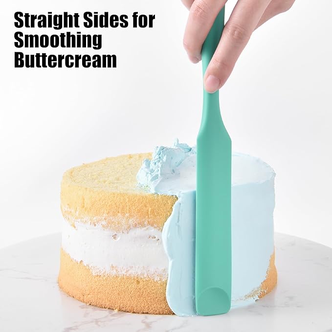 Doosu Silicone Jar Scraper Spatula, 600°F Heat Resistant Rubber Scraping Tool for Jam Nut Butter Sourdough, Flexible Skinny Cream Spreader Long Slim Kitchen Spurtle for Jar Blender Bottle (Aqua Sky)