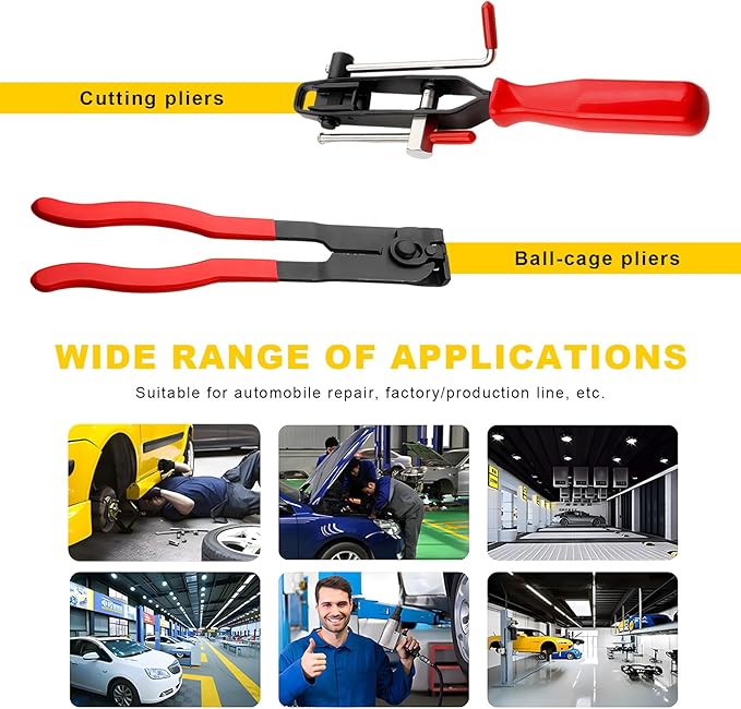 2 PCS CV Joint Boot Clamp Pliers, Heavy Duty CV Joint Ear Clamp Banding Tool Kit for Vacuum Hoses Clamping, Automotive Hose Axle Boot Crimp Pliers Set for Most Cars ATV UTV