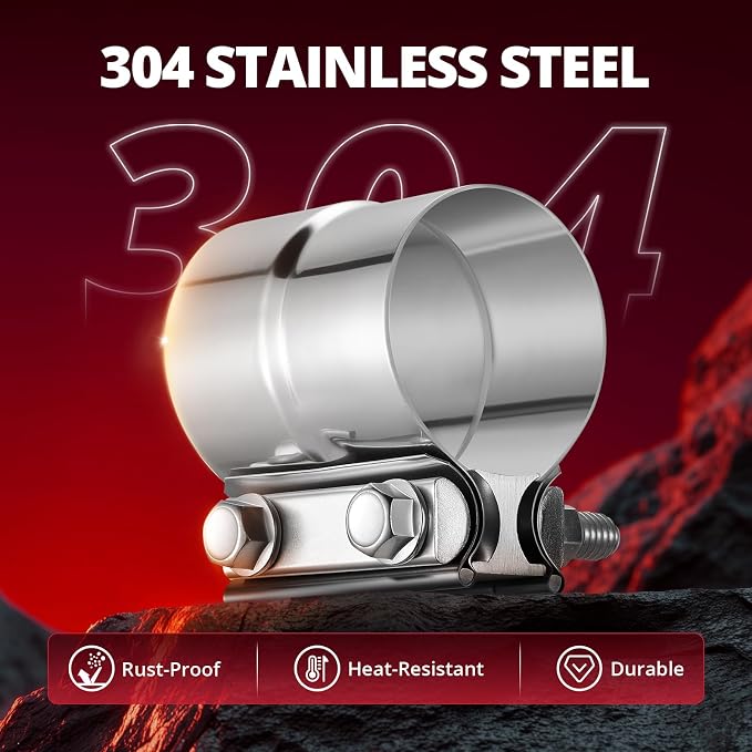 EVIL ENERGY 2.75'' Exhaust Clamp,2 3/4 in Lap Joint Band Clamp Stainless Steel for Pipes,Mufflers,Catalytic Converters (1PCS, 2.75 inch)