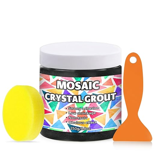 Mosaic Crystal Grout, Mosaics Tile Tools, Mosaic Tile Accessories – Essential for Handmade Grouting and Perfect for DIY Craft Projects (Black, 8.8oz)