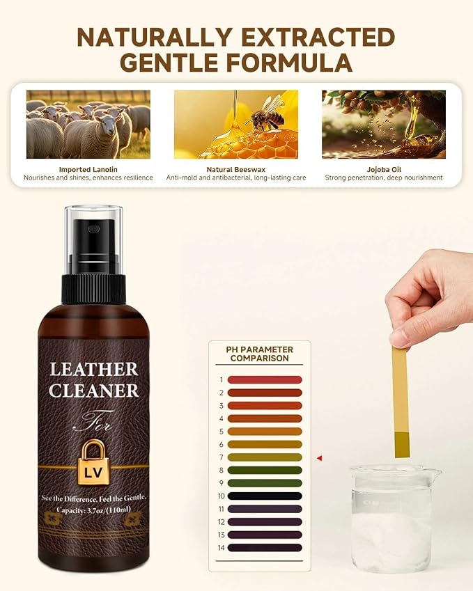 Leather Cleaner Set for Louis Vuitton, Powerful Stain Removal | Eliminate Stains, Oil, and Dirt, Restores Original Shine to Bags, Non-Toxic Formula, Suitable for LV Leathers