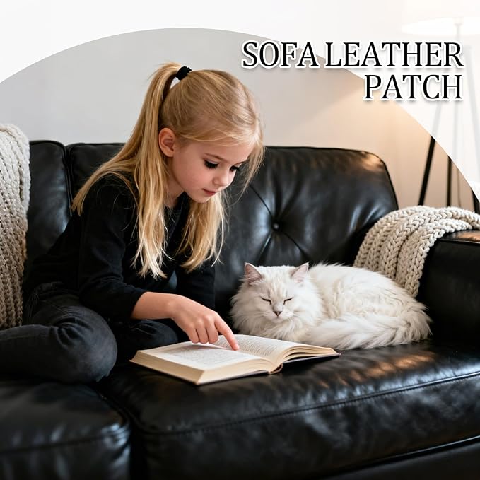 CHEIGHY Leather Repair Kit Self Adhesive Leather Repair Patch for Furniture 15.7X79 inch Vinyl Repair Kit for Couches Car Seats Sofa Office Chair Belt Jackets (Black)