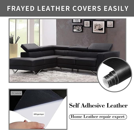 Leather Repair Patch, 35X79 Inch Self Adhesive Leather Repair, Large Vinyl Patch Tape for Couches, Furniture, Car Seats, Cabinets, Wall, Handbags （Black, 35X79 Inch）