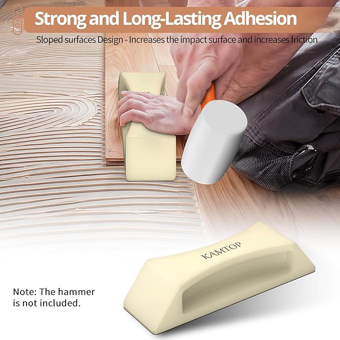 Kamtop Floor Gap Fixer Tool, Nano-Adhesion Plank Grabber for Laminate, Vinyl & Hardwood Floors, Reusable Nylon Flooring Gap Repair Tool with Impact Block, Spare Pad & Sponge for DIY Home Repair