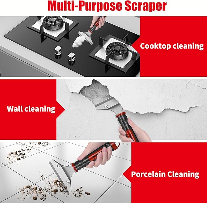 WISEUP Caulking Tool，6 in 1 Caulk Remover Tool with Grout Scraper，Brush，Caulking Tool Kit for Kitchen,Bathroom,Window,Door