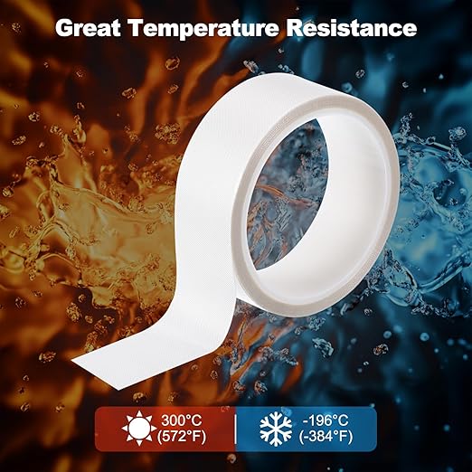 PATIKIL Heat Resistant Tape, 1.4 Inch x 33 Feet High Temperature Tape PTFE Adhesive High Heat Tape Waterproof for Vacuum Sealer Machine Insulation Protection, White, 0.13mm Thick