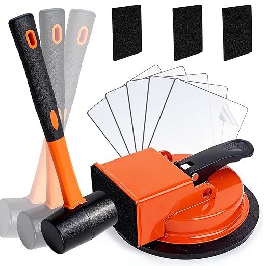 Heavy-Duty Floor Gap Fixer Tool with Robust Rubber Mallet & 5 PCS Reusable Nano Adhesive Pads – High-Grip Pro Suction Cup Repair Kit for Laminate & Vinyl Plank, Ideal for Gap Filling