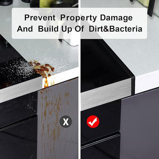 Stove Gap Covers (2 Pack),23.6" Long & 0.4" Wide Stove Counter Side Gap Guards, Oven Gap Filler with Stainless Steel, Heat Resistant and Easy to Clean,Protect Gap Filler Sealing Spills (Black)