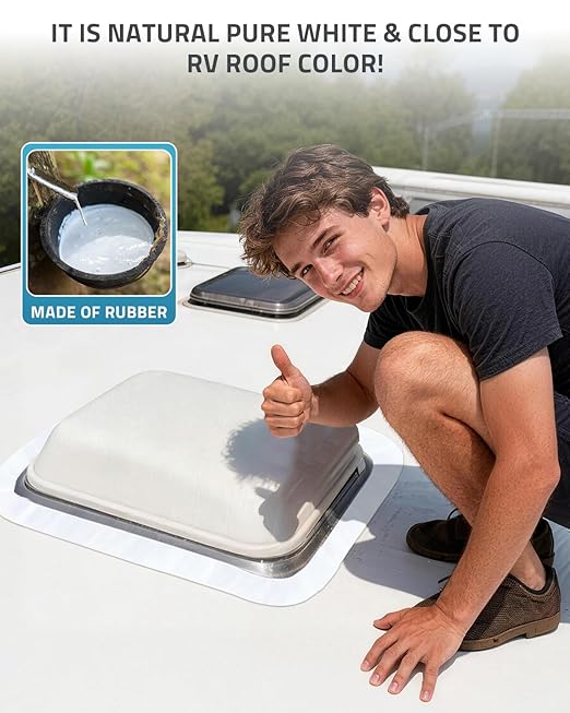 PAULINN RV Roof Sealant Tape, 6 Inch X 50 Foot Natural White Roofing Repair Tape, UV & Weatherproof Roof Seal Tape for RV Camper Trailer Boat Sealing Leak Repair