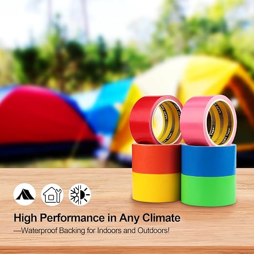 LLPT Rainbow Colored Duct Tape 2 Inch x 45 Ft Per Roll 6 Premium Packs | Assorted Colorful, RoHS, Weather Resistant, No Residue Hand Tearable for Moving Packing Color Coding Art Craft DIY Project