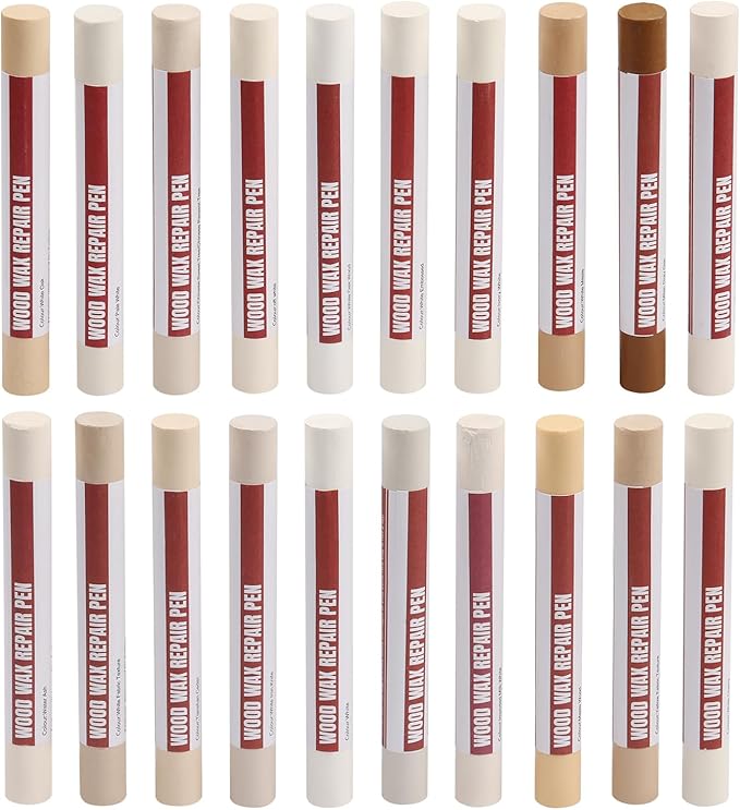 Wood Filler Sticks，20 Colors Wood Repair Wax Crayons Furniture Markers Touch up for Repairing Scratches, Scuffs, Cracks, Dings and Holes in Wood Floors, Cabinets, Furniture(White Series)