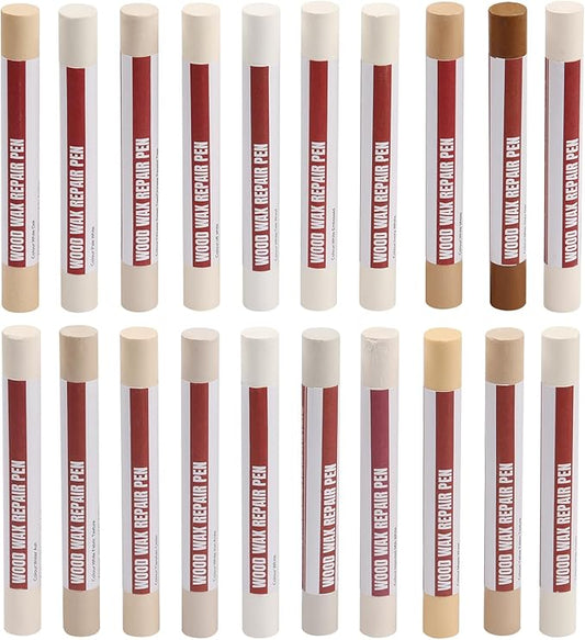 Wood Filler Sticks，20 Colors Wood Repair Wax Crayons Furniture Markers Touch up for Repairing Scratches, Scuffs, Cracks, Dings and Holes in Wood Floors, Cabinets, Furniture(White Series)