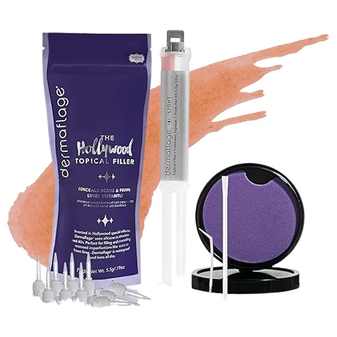 Dermaflage Scar Filler Kit - Light - Deep Scar Cover and Waterproof Concealer for Acne Scars Wrinkles, and Ice Pick Scars Makeup, 1 mo supply