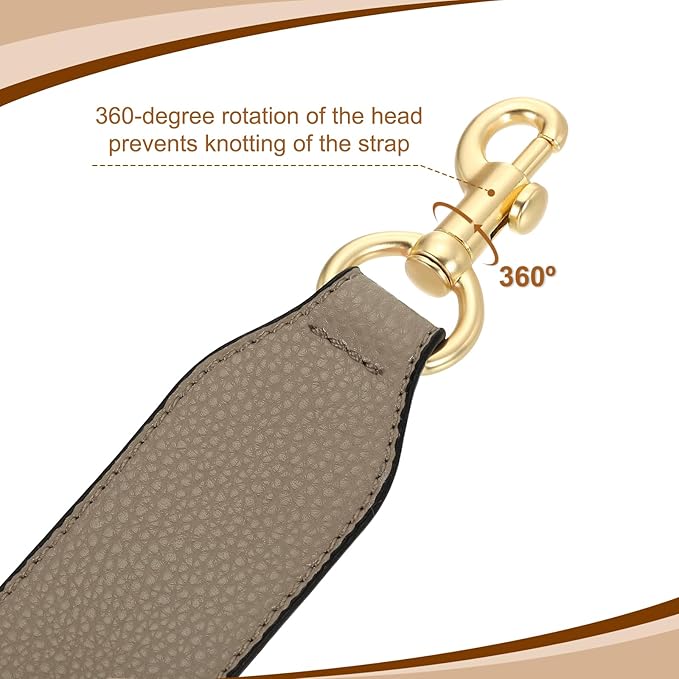 uxcell 22.83 Inch PU Leather Short Bag Strap with Clasp, Purse Handles Handbags Replacement Straps for Clutch Bag Crossbody Underarm Bags, Dark Khaki, Light Gold Buckle