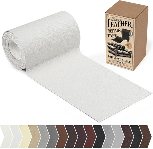 Leather Repair Patch, 4 x 63In Self Adhesive Leather Repair Tape for Furniture, Vinyl Repair Tape for Repairing Vinyl, Couch, Sofa, Car Seats, Car Interior (White)