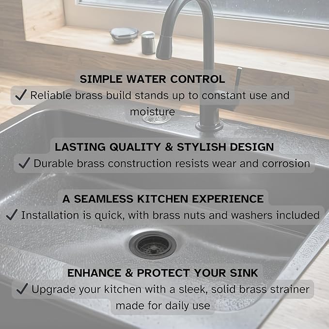 Westbrass D214-62 3-1/2" Post Style Large Kitchen Sink Basket Strainer, Matte Black