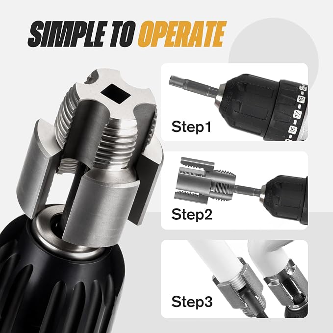 Pipe Thread Cutting Tool, Integrated Internal & External Pipe Threading Tool, Electric Drill Compatible PVC Pipe Threader Kit, 1/2" (DN15) 3/4" (DN20) Pipe Sizes Rethreading Tool