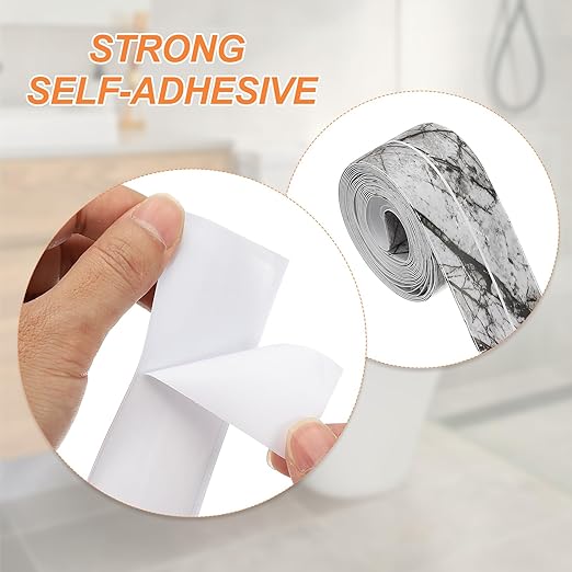 PATIKIL Caulk Tape Waterproof Self Adhesive, PVC Toilet Caulking Sealant Strip Bathtub Caulk Sealing Strip Tape for Bathroom Kitchen Countertop, Ink Stone Pattern (1.5 Inch x 10.5 Ft)
