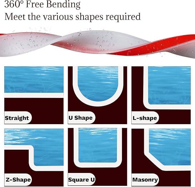 Shower Threshold Water Guard Dam Bottom Seal for Bathroom and Kitchen Glass Shower Door Strip Dry and Wet Separation Caulk Seal Edge Tape