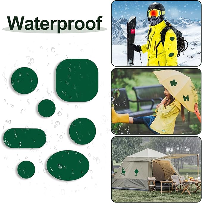 Self-Adhesive Nylon Patches Tent Repair Kit – Outdoor Gear Tenacious Repair Tape, Waterproof Fabric Patches for Clothes, Tent, Down Jacket, Backpack (45pcs, Green