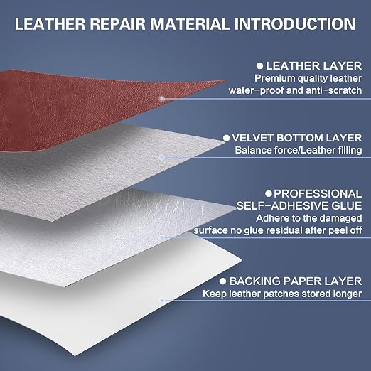 Self Adhesive Leather Repair Patch Kit, 31.4 in x 16 in Large Vinyl Leather Repair Tape for Furniture, Car Seat, Couch, Sofa, Chair Retro Reddish Brown