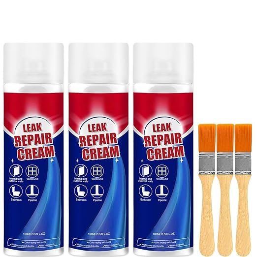 3Pcs Leak Repair Waterproof Sealant Spray - Leak Repair Cream with Brush, Fast Drying Clear Waterproof Sealant Liquid, Weather Resistance Sealers for Gutter, Repairs Roof, Drainpipe (Transparent)
