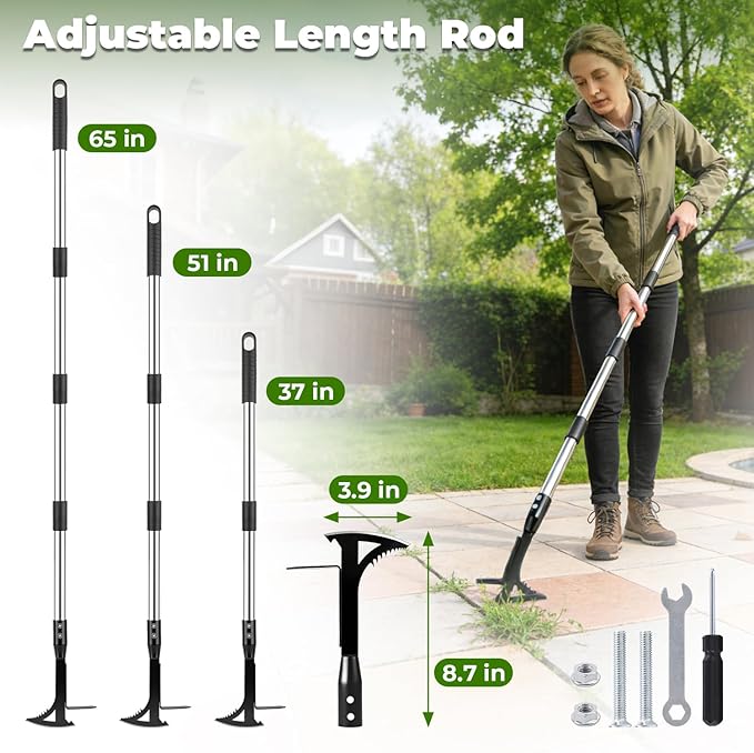 Manganese Steel Crack Weeder Tool,Multi-Functional Weed Puller Tool,Heavy Duty Crevice Weeding Tool with Serrated Sickle Blade,Moss Scraper Weed Remover for Weeding Between Concrete Pavers Decks