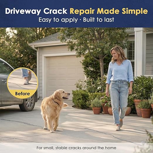 Self-Leveling Concrete Crack Filler – High Elasticity Waterproof Cement Sealant, 17.7oz Fast-Drying DIY Outdoor Concrete Joint Repair Seal Glue for Driveway, Sidewalk, Patio, Garage Floor - 1Pack Gray