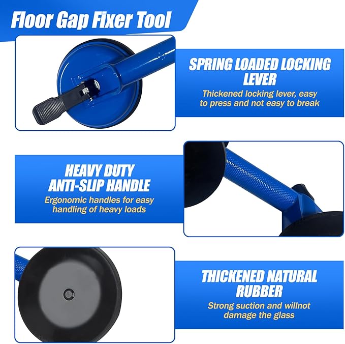 Floor Gap Fixer Tool for Laminate Floor Gap Repair,Floor Repair Kit with Suction Cup and Mallet,Perfect for Floor Gap Closing Repair Tool,Not Suitable for Scraped Surface Floor（Double disc blue）