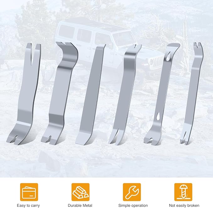 GOOACC 6PCS Metal Trim Removal Tool Auto Pry Tool Kit Auto Trim Removal Set for for Car Audio Dash Window Molding Panel Door with Storage Bag