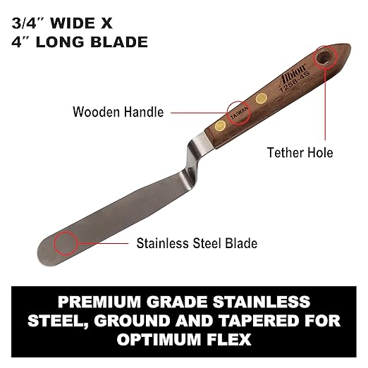 Albion Engineering Classic Offset Caulk Tooling Spatula, Stainless Steel,3/4” Wide Tapered Tip x 4” Long Blade, 1258-4S