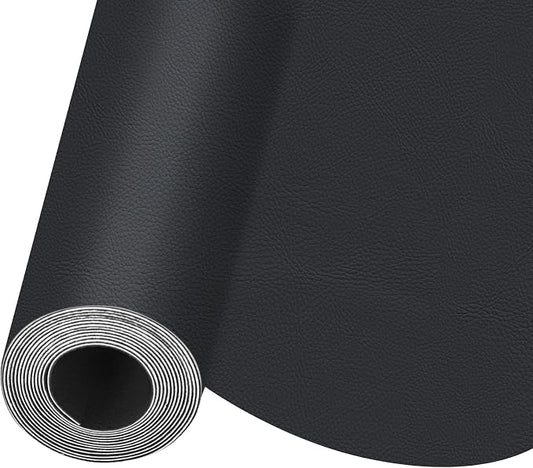 Self Adhesive Leather Repair Patch, Leather Patches for Furniture, Leather Repair Tape for Couch Sofa Car Seat Chair Furniture Repair, Leather Repair Kit (Black-Litchi Grain, 17X79 Inch)